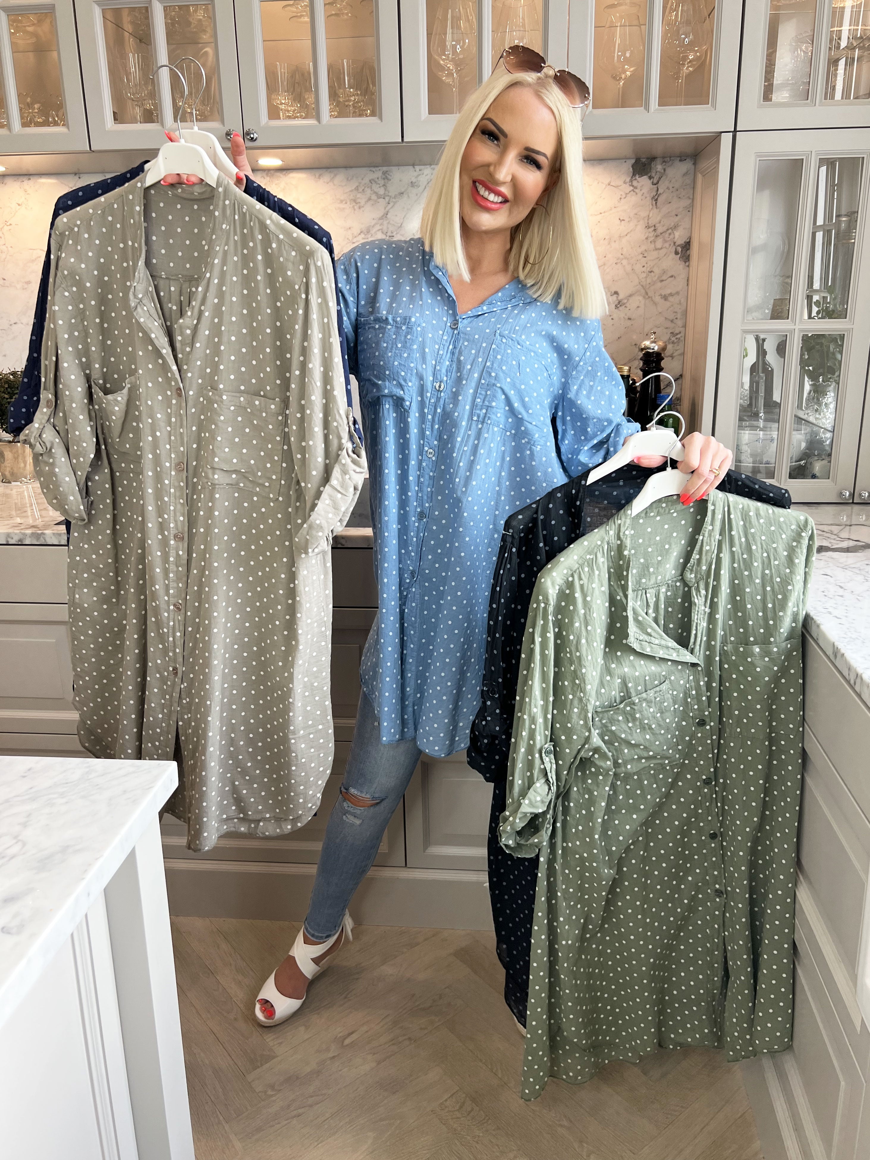 Linda - Skjorta i bomull med små prickar